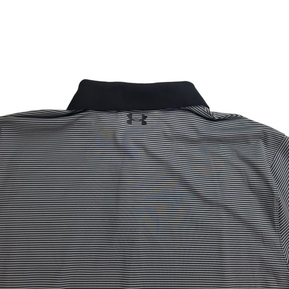 Under Armour Mens Polo Shirt Short Sleeves Striped Loose Heat Gear Black Size XL - Picture 7 of 16